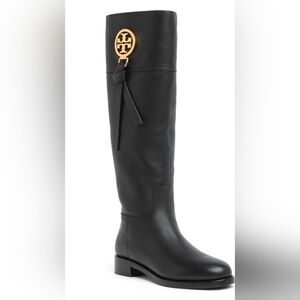 Brand New TORY BURCH Chelsea Tassel Tall Boot- Tumbleled  Black Leather Boot 